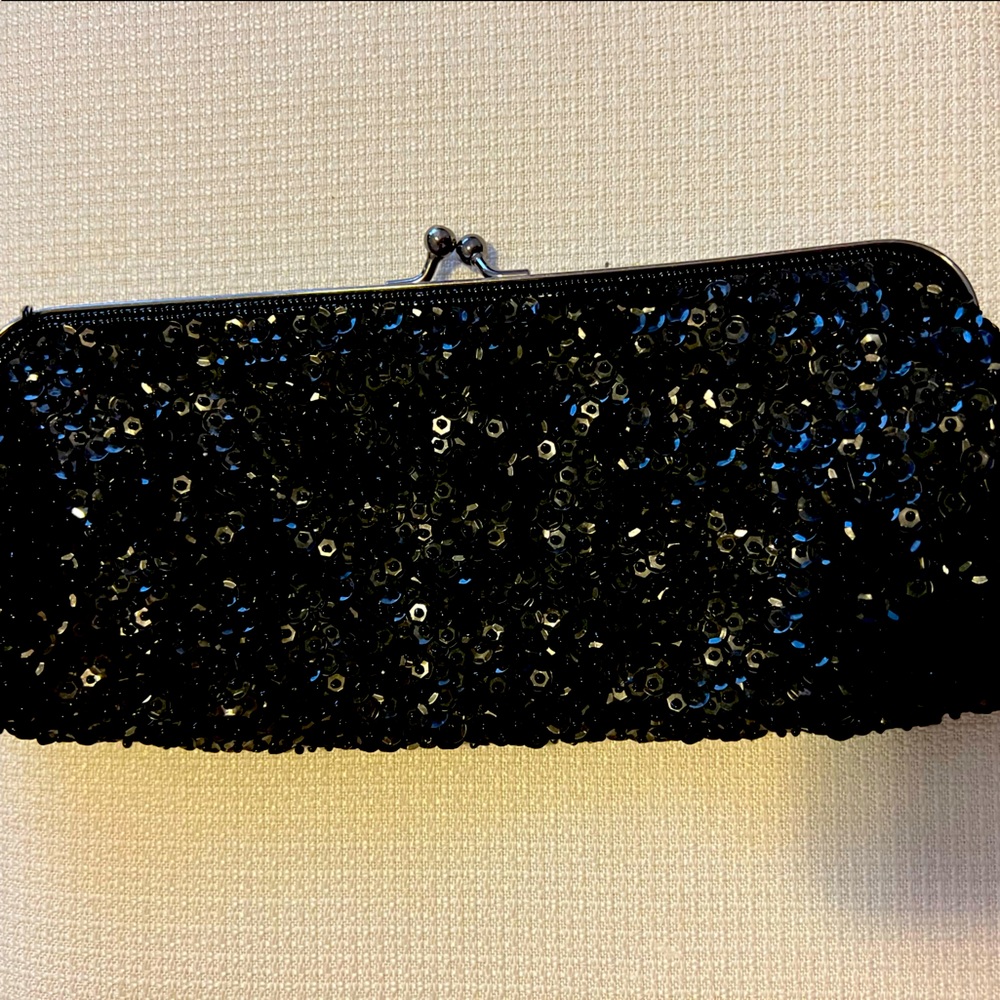 Black sequin evening bag